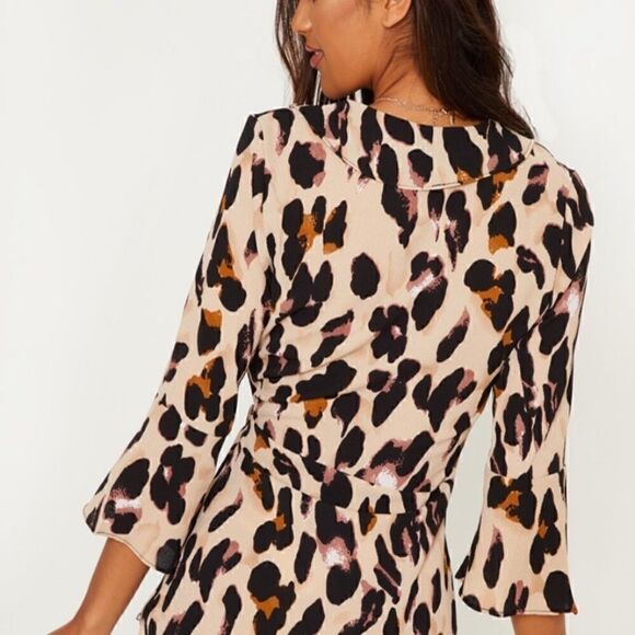 [prettylittlething] BNWT leopard print wrap tea dress #1 - Picture 8 of 13